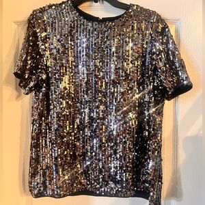 NWT Express short sleeve sequin top